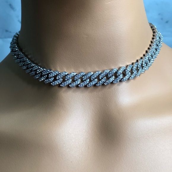 Jewelry - 16in silver cuban choker, men cuban cuban choker